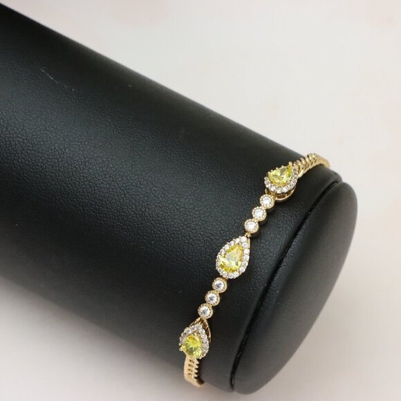 "Rose Gold Bracelet with Yellow Teardrop Stones, XPBL0784 - Picture 10 of 13
